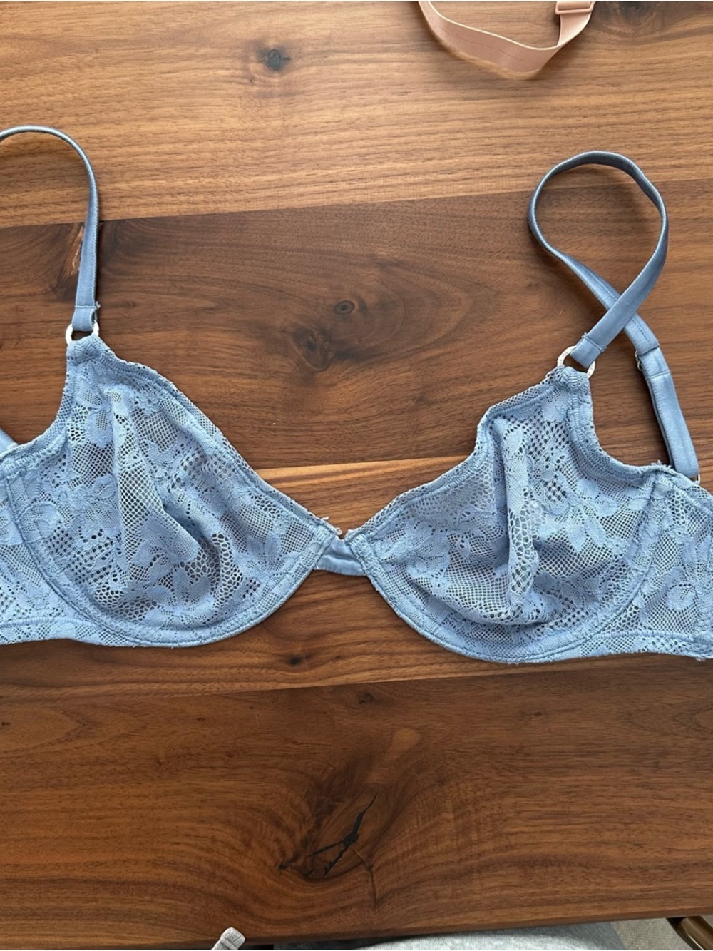 Fleur du Mal Dusty Blue Lace Underwire Bra